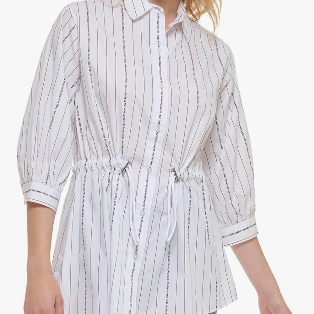 Karl Lagerfeld White Textured Button Down Shirt